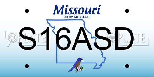 S16ASD Missouri License Plate