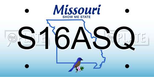 S16ASQ Missouri License Plate