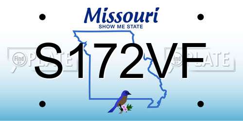 S172VF Missouri License Plate