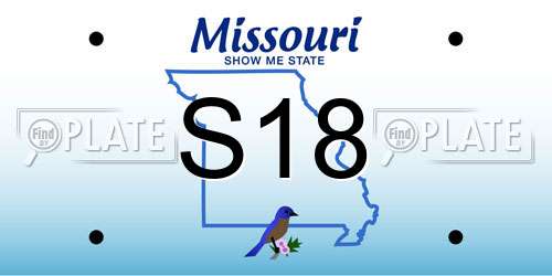 S18 Missouri License Plate