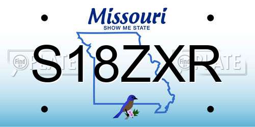 S18ZXR Missouri License Plate