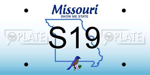 S19 Missouri License Plate