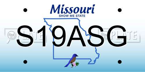 S19ASG Missouri License Plate