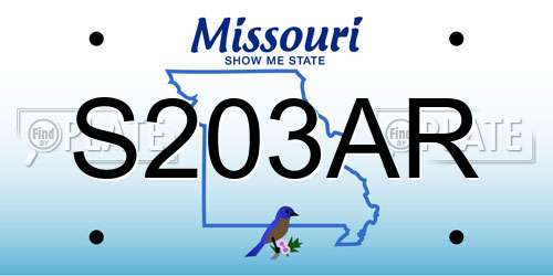 S203AR Missouri License Plate