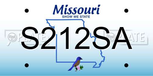 S212SA Missouri License Plate