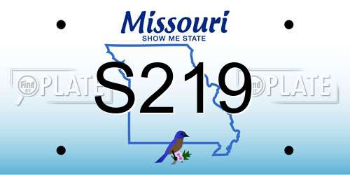 S219 Missouri License Plate