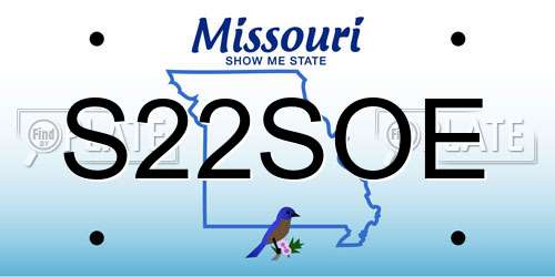 S22SOE Missouri License Plate