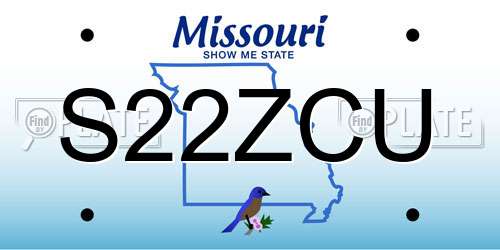 S22ZCU Missouri License Plate
