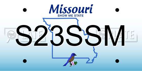 S23SSM Missouri License Plate