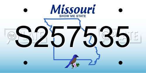 S257535 Missouri License Plate