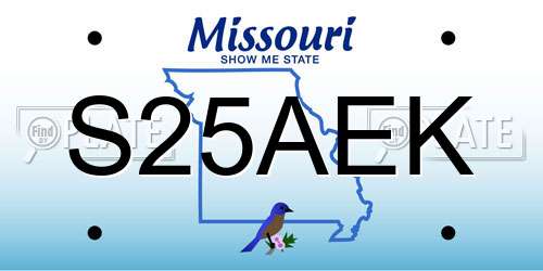 S25AEK Missouri License Plate