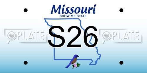 S26 Missouri License Plate