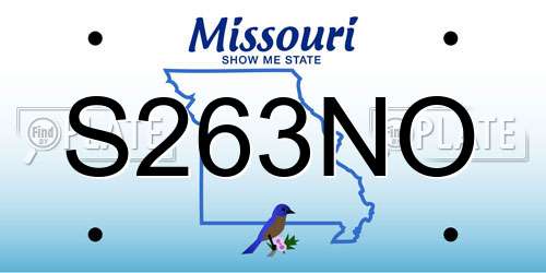 S263NO Missouri License Plate