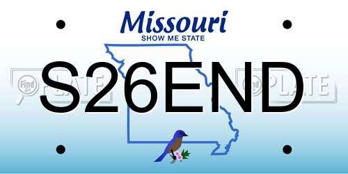 S26END Missouri License Plate
