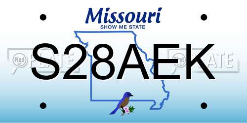 S28AEK Missouri License Plate