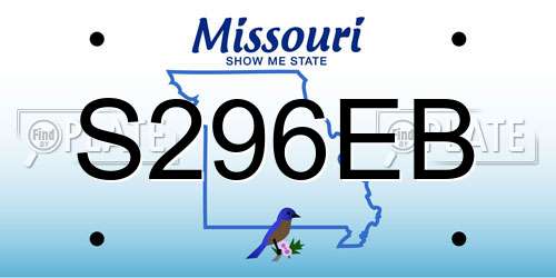 S296EB Missouri License Plate