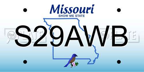 S29AWB Missouri License Plate
