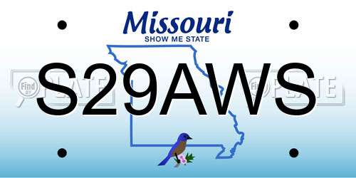 S29AWS Missouri License Plate