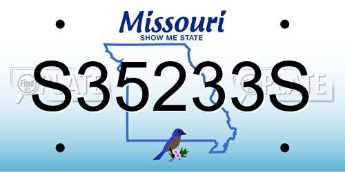 S35233S Missouri License Plate
