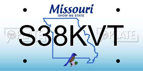 S38KVT Missouri License Plate
