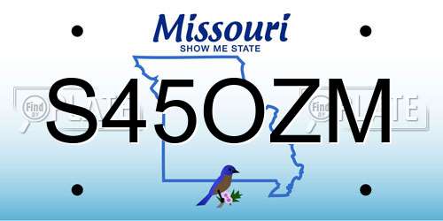 S45OZM Missouri License Plate