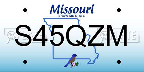 S45QZM Missouri License Plate