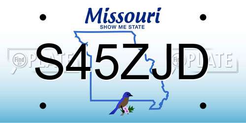 S45ZJD Missouri License Plate