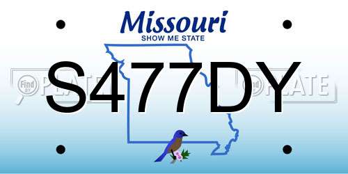 S477DY Missouri License Plate