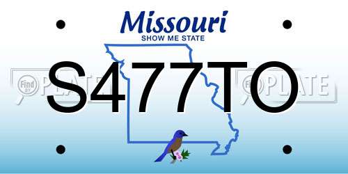 S477TO Missouri License Plate