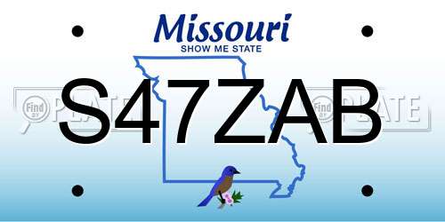 S47ZAB Missouri License Plate