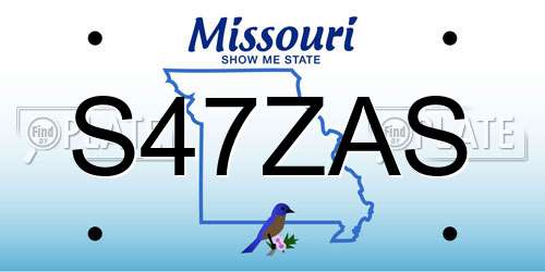S47ZAS Missouri License Plate