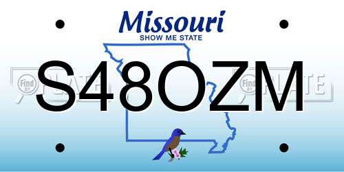S48OZM Missouri License Plate