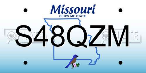 S48QZM Missouri License Plate