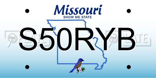 S50RYB Missouri License Plate