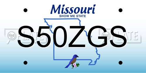 S50ZGS Missouri License Plate