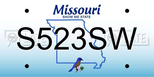 S523SW Missouri License Plate