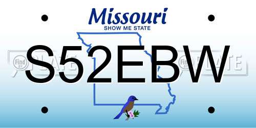 S52EBW Missouri License Plate