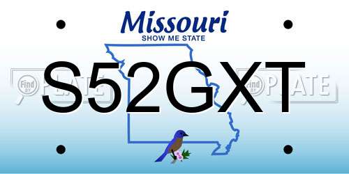 S52GXT Missouri License Plate
