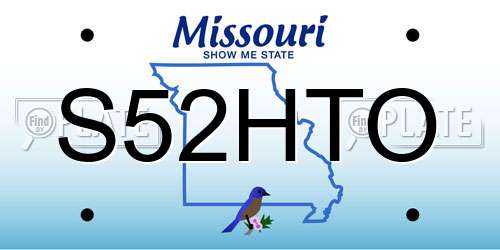 S52HTO Missouri License Plate