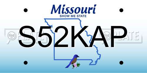 S52KAP Missouri License Plate