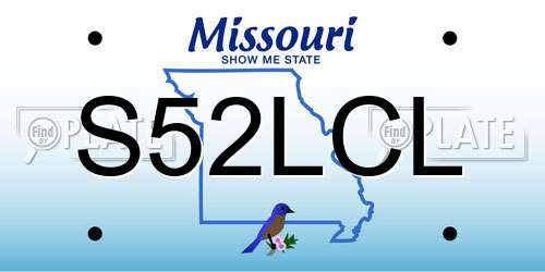 S52LCL Missouri License Plate