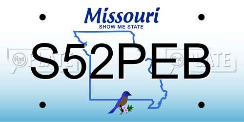 S52PEB Missouri License Plate