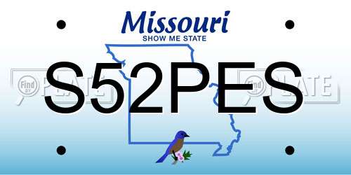 S52PES Missouri License Plate