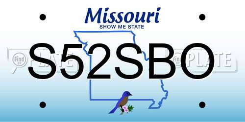 S52SBO Missouri License Plate