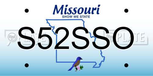 S52SSO Missouri License Plate