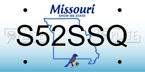 S52SSQ Missouri License Plate