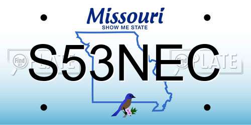 S53NEC Missouri License Plate
