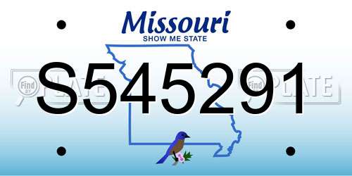 S545291 Missouri License Plate
