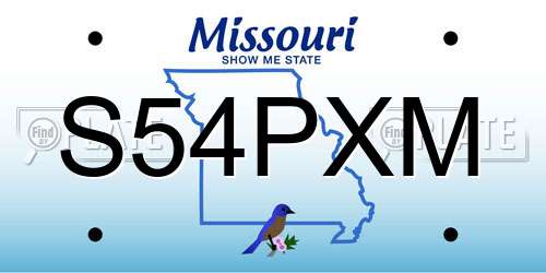 S54PXM Missouri License Plate