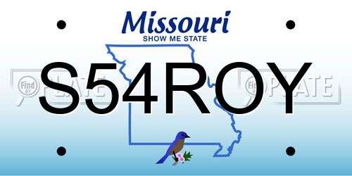 S54ROY Missouri License Plate